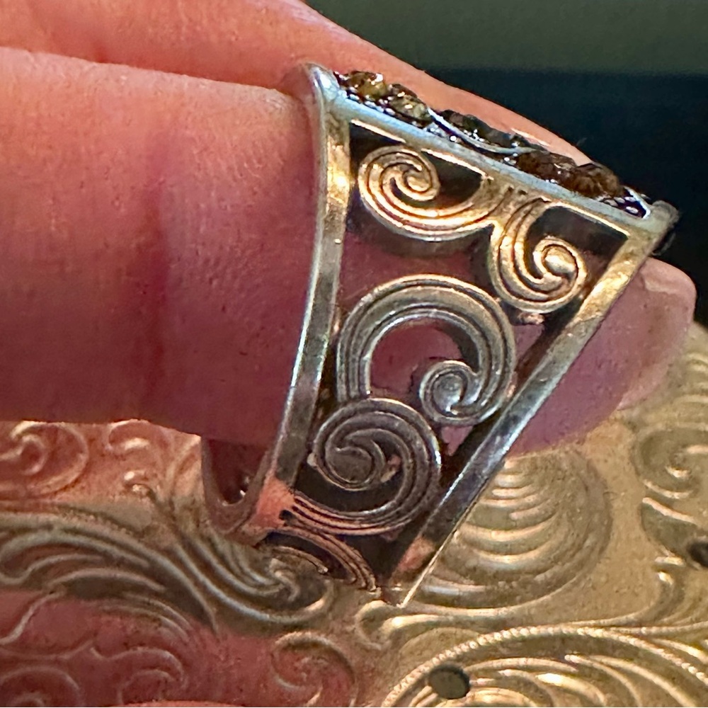 Brighton Silver And Brown Statement Ring - image 6